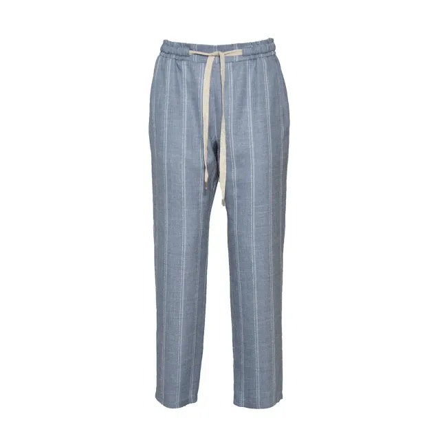 Barba Joke 81250004842101U pantalone azzurro lino lana