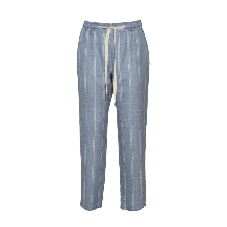 Barba Joke 81250004842101U pantalone azzurro lino lana