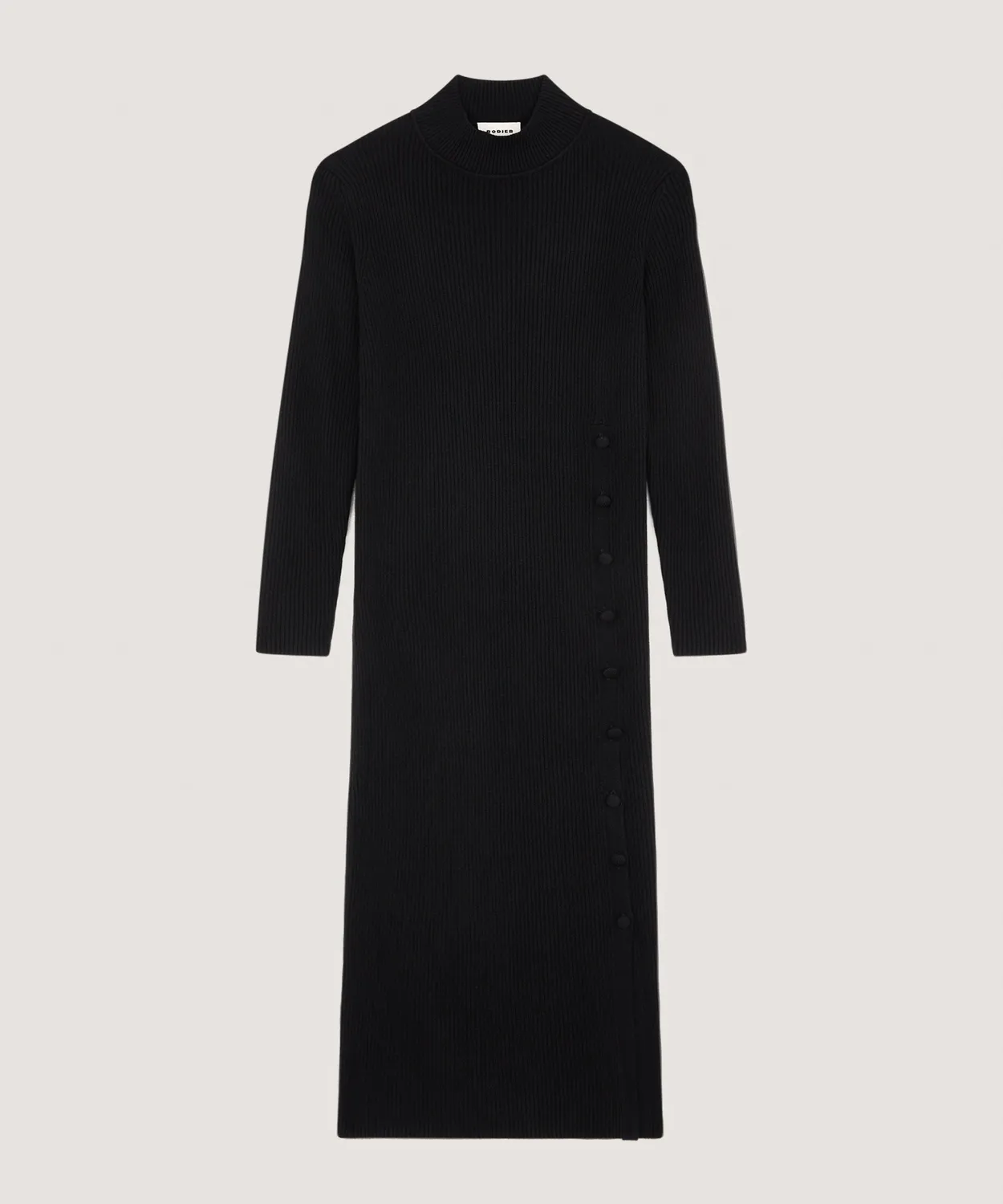 Rodier abito lungo maglia coste nero