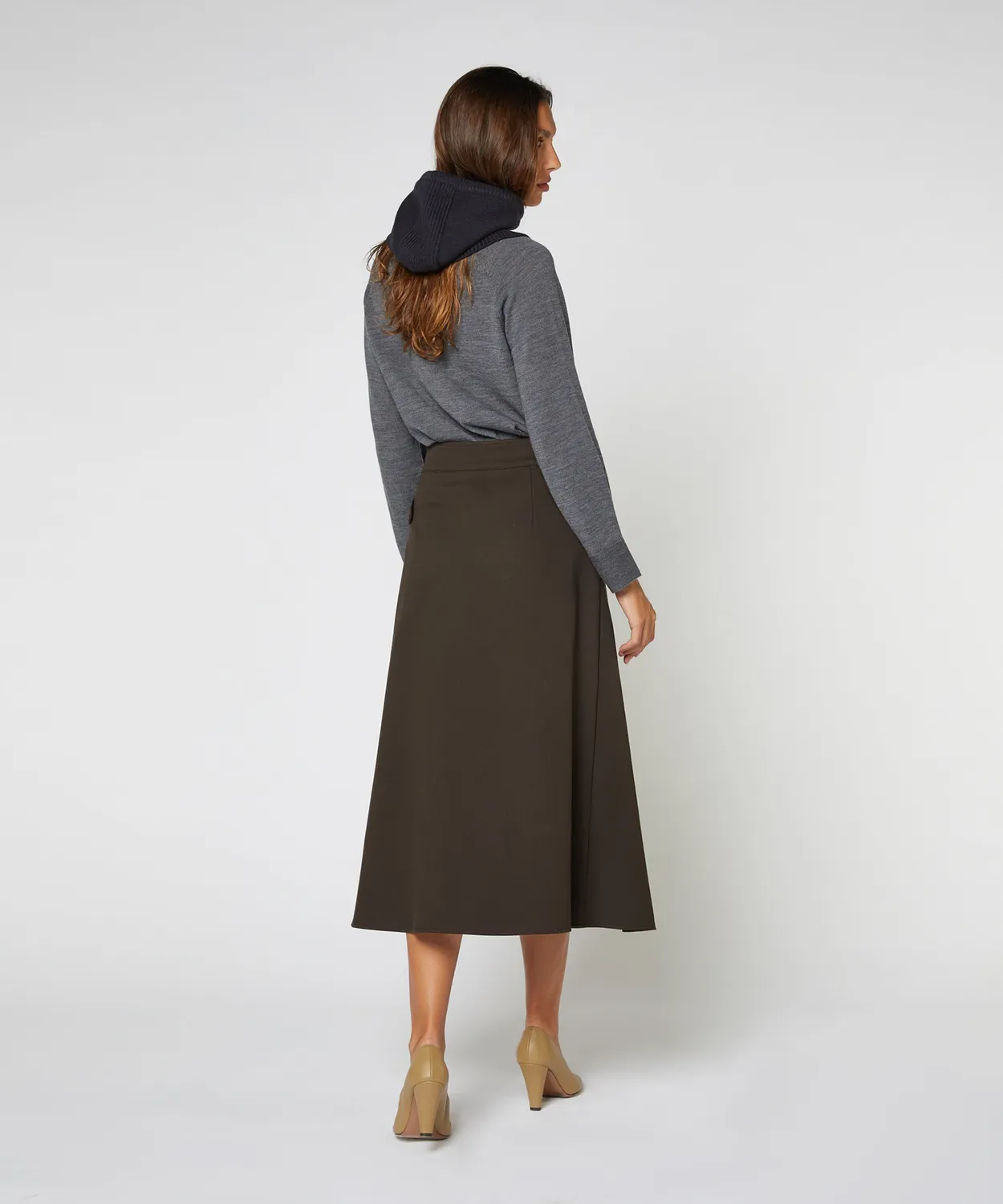 Rodier gonna a portafoglio cotone marrone midi
