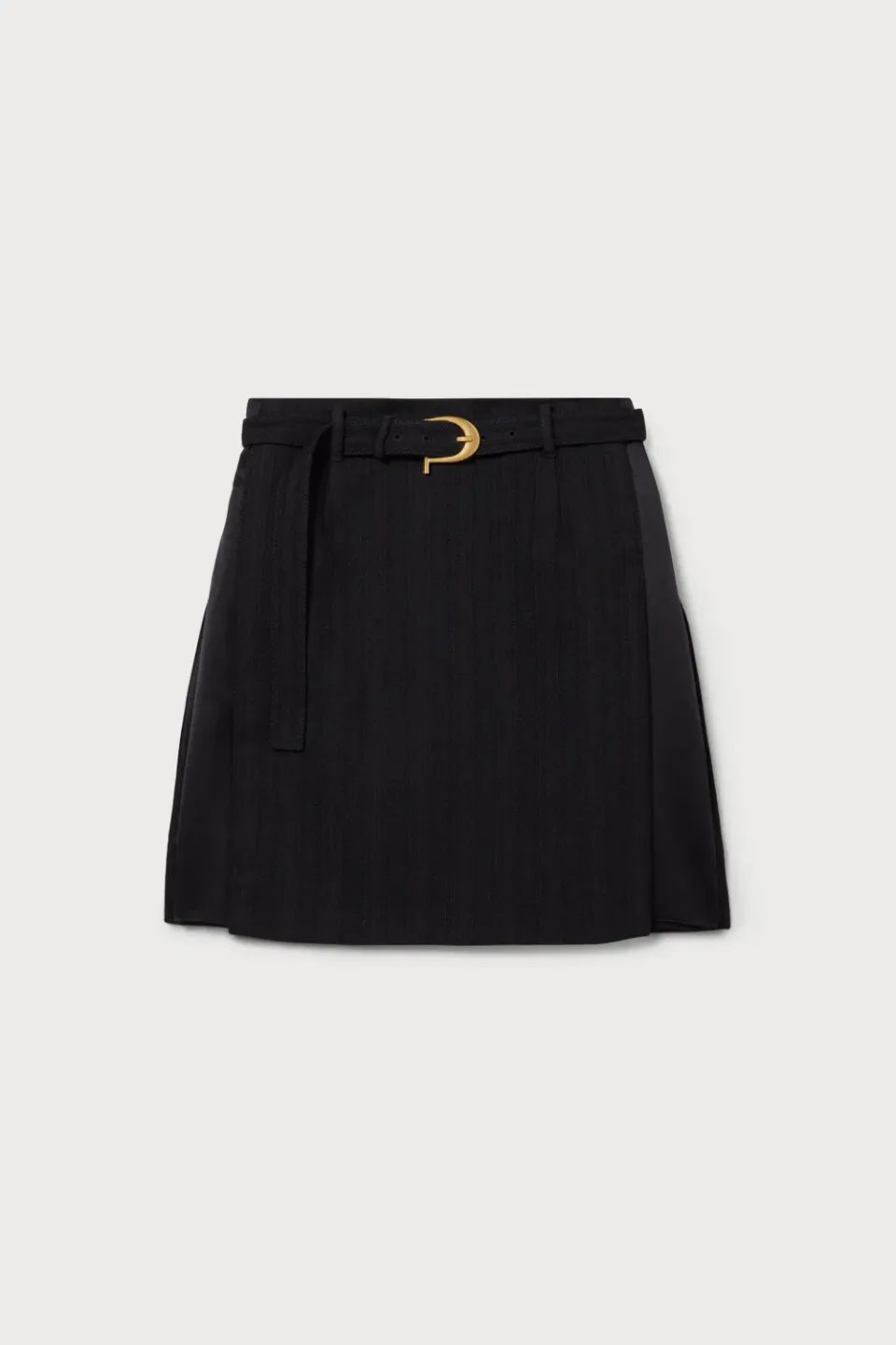 PORTS 1961 Belted Pinstripe gonna mini nera lana