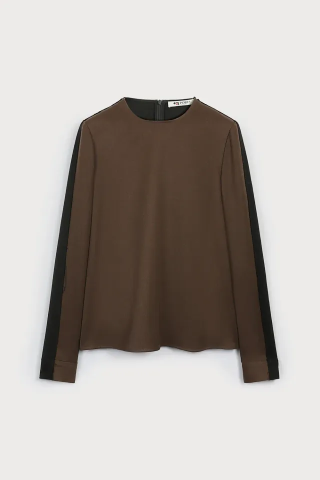 PORTS 1961 Brown top lana marrone manica lunga