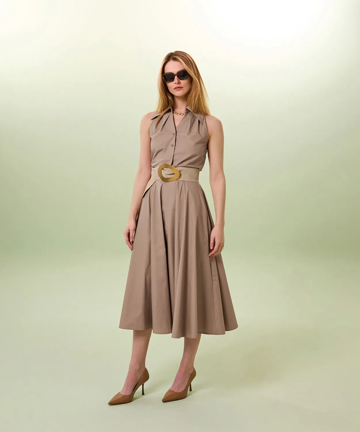 Rodier cintura larga pelle scamosciata beige taglia unica