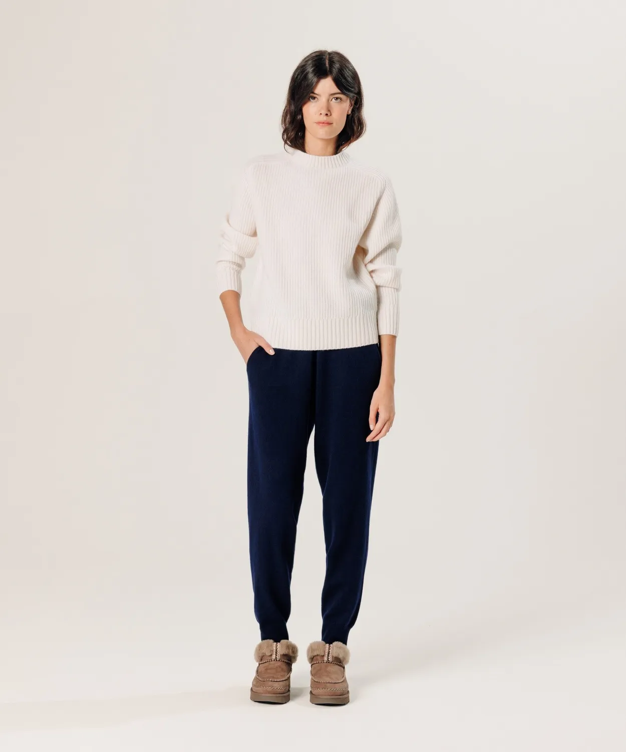 Rodier Maglia girocollo cashmere maglione bianco S