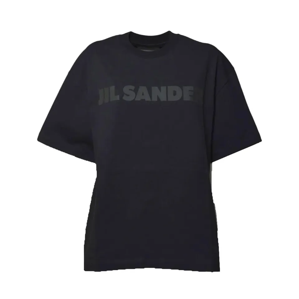 Jil Sander J03GC0137 t-shirt cotone nero logo tono su tono