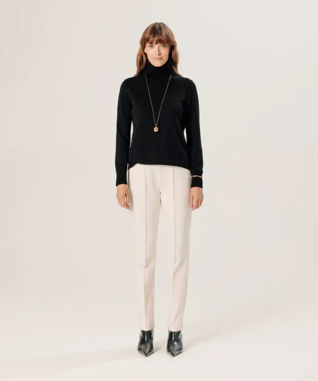 Rodier Maglione Dolcevita Cashmere 2 Fili Nero