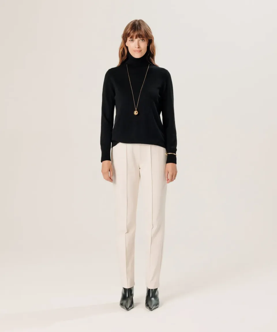 Rodier Maglione Dolcevita Cashmere 2 Fili Nero