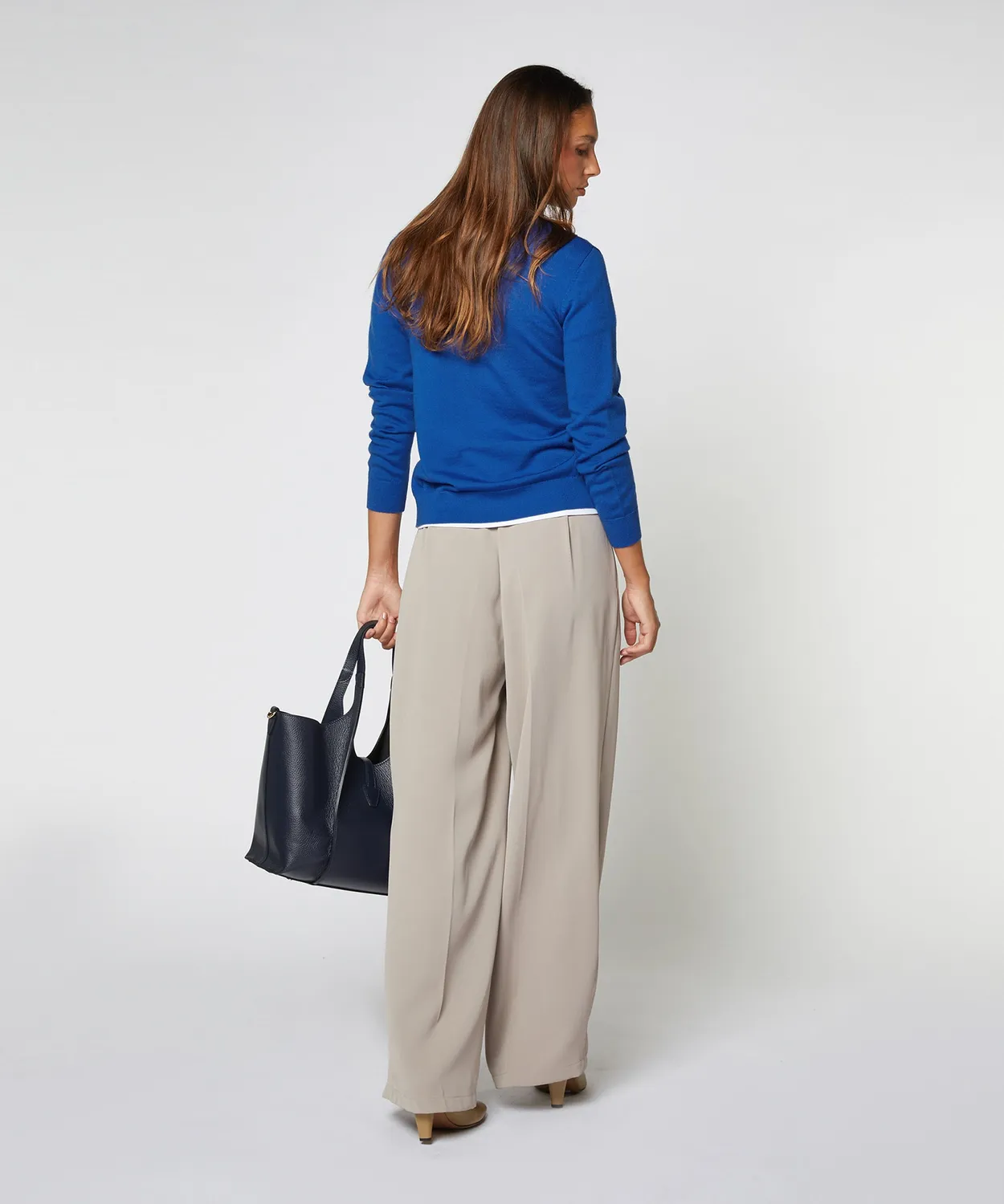 Rodier cardigan lana merino blu azzurro girocollo