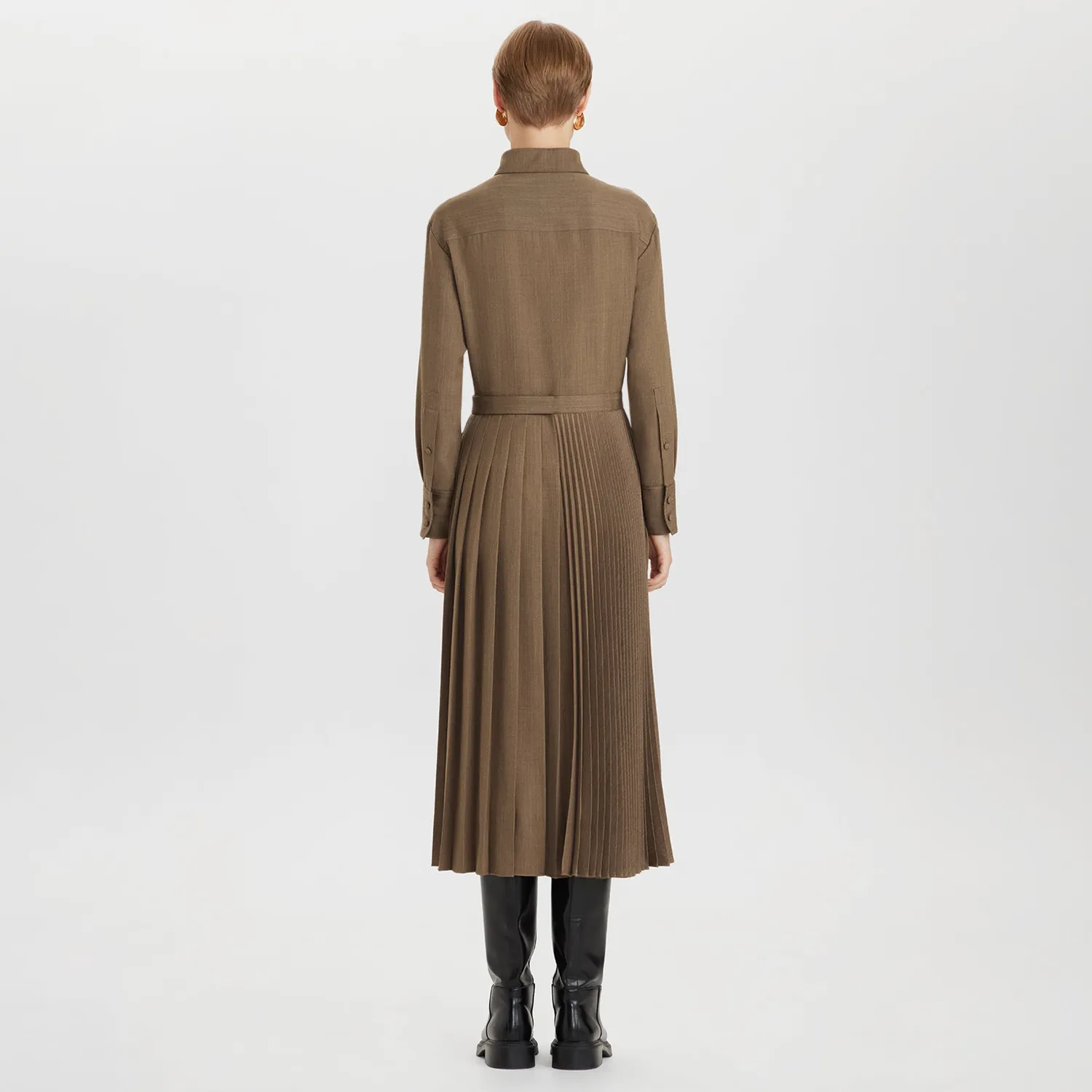 Ports Wool-Blend Pleated chemisier plissettato lana 36