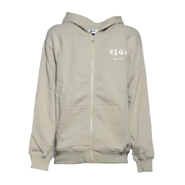 MSGM Junior S6MSJUZH065 Felpa con Zip Beige Cotone 12A
