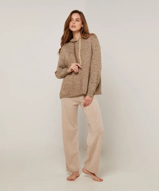 Rodier maglione oversize cappuccio mélange marrone