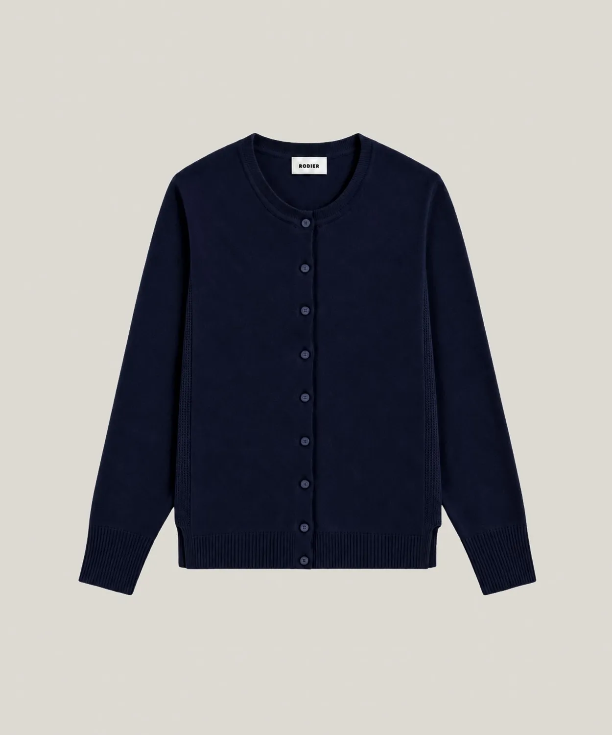 Rodier Cardigan in Cashmere Blu Marino Girocollo