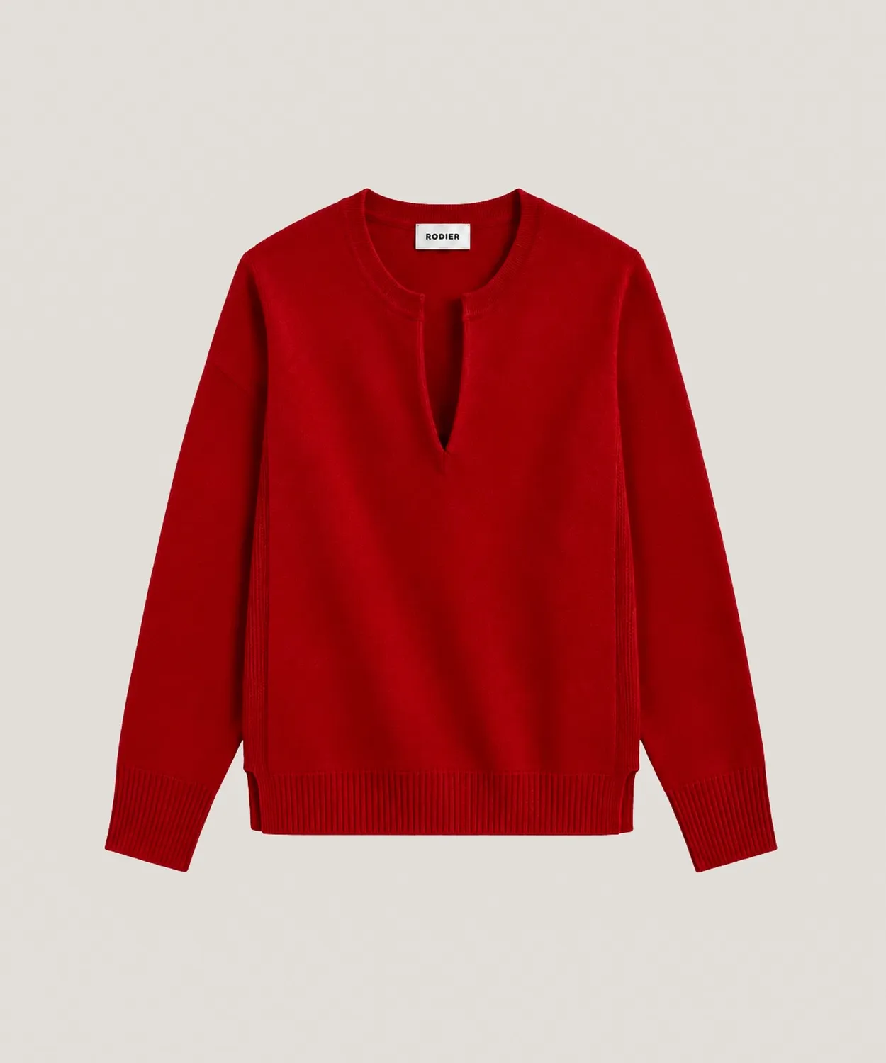 Rodier Maglia Scollo Tunisino Cashmere Donna Rosso