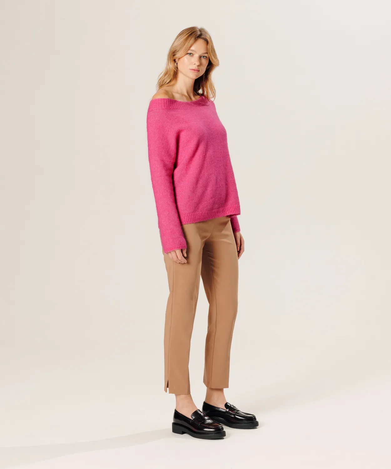 Rodier pantaloni sigaretta vita alta camel