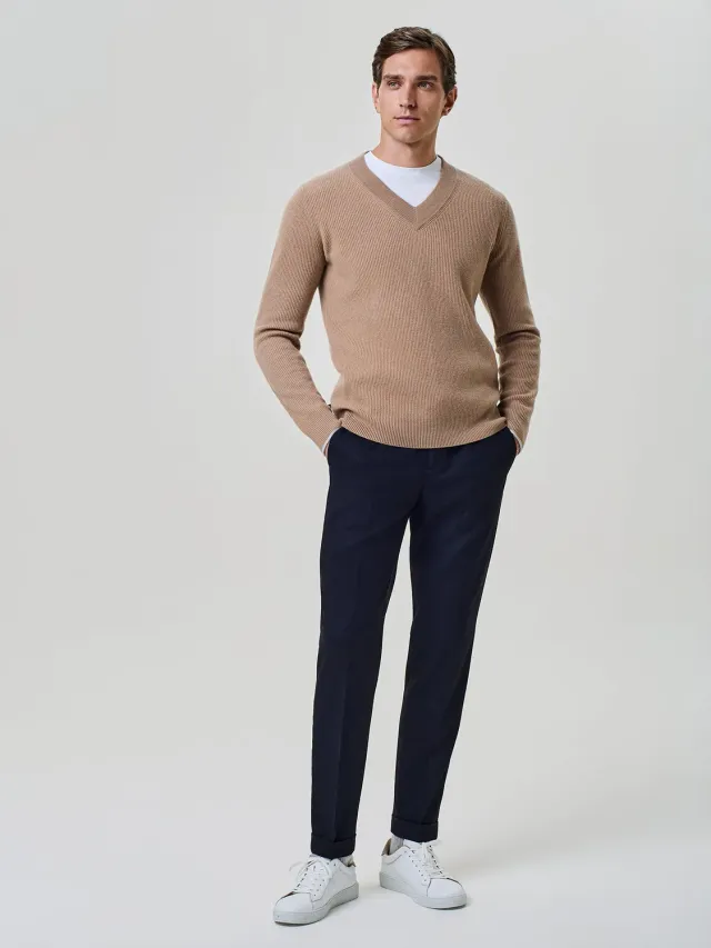 Paul Taylor Pantalone Flanella Misto Lana Blu Coulisse