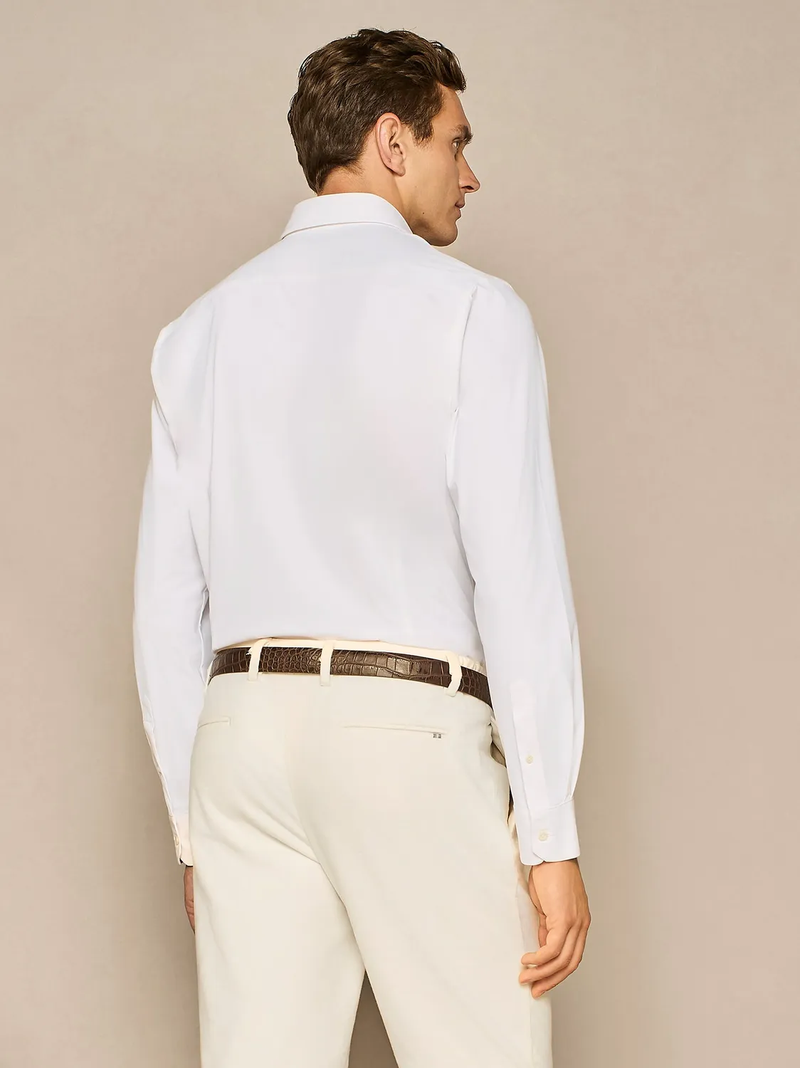 Paul Taylor camicia jersey bianca cotone fondo stondato
