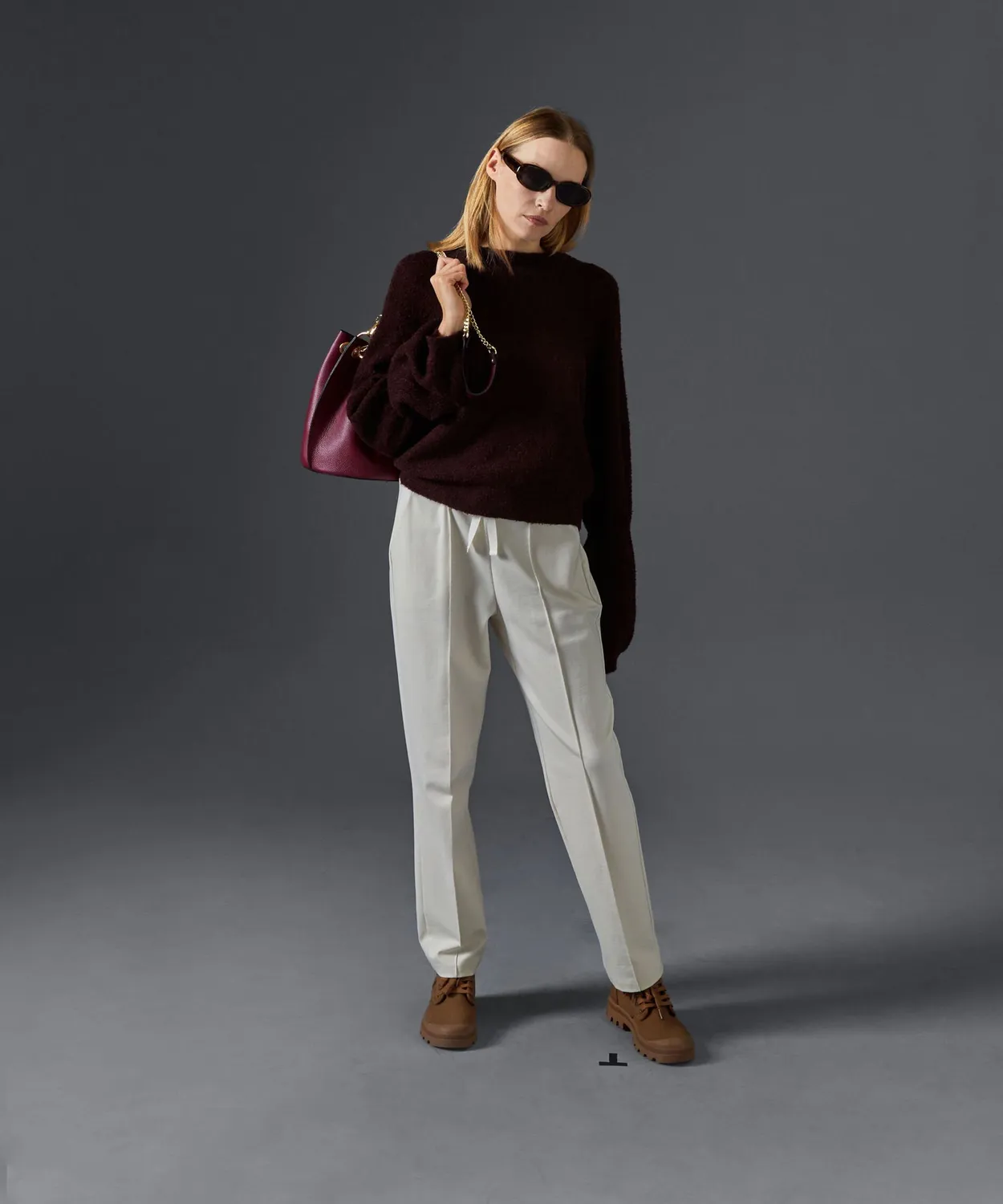 Rodier Maglia Corta Collo Alto Bordeaux Maniche Sbuffo