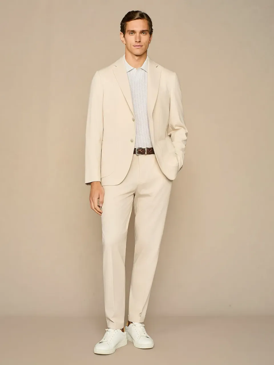 Paul Taylor Pantalone Jersey Tencel Burro