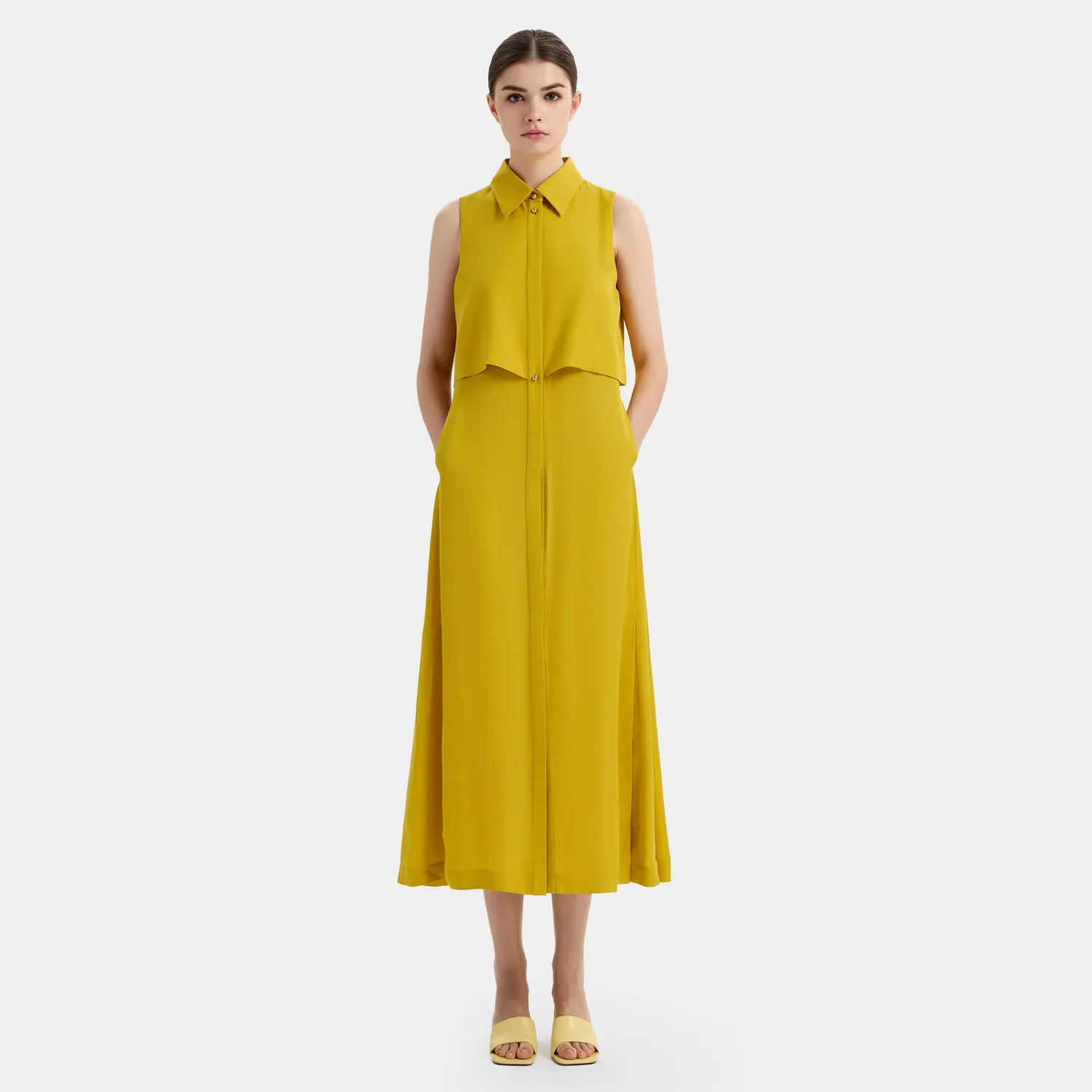 PORTS SS25 vestito giallo Golden Glow con bottoni