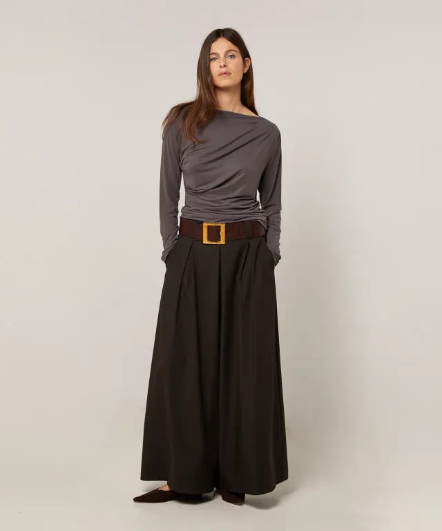Rodier T-shirt drappeggiata maniche lunghe grigio antracite