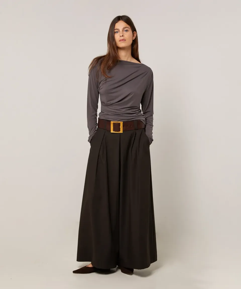 Rodier T-shirt drappeggiata maniche lunghe grigio antracite