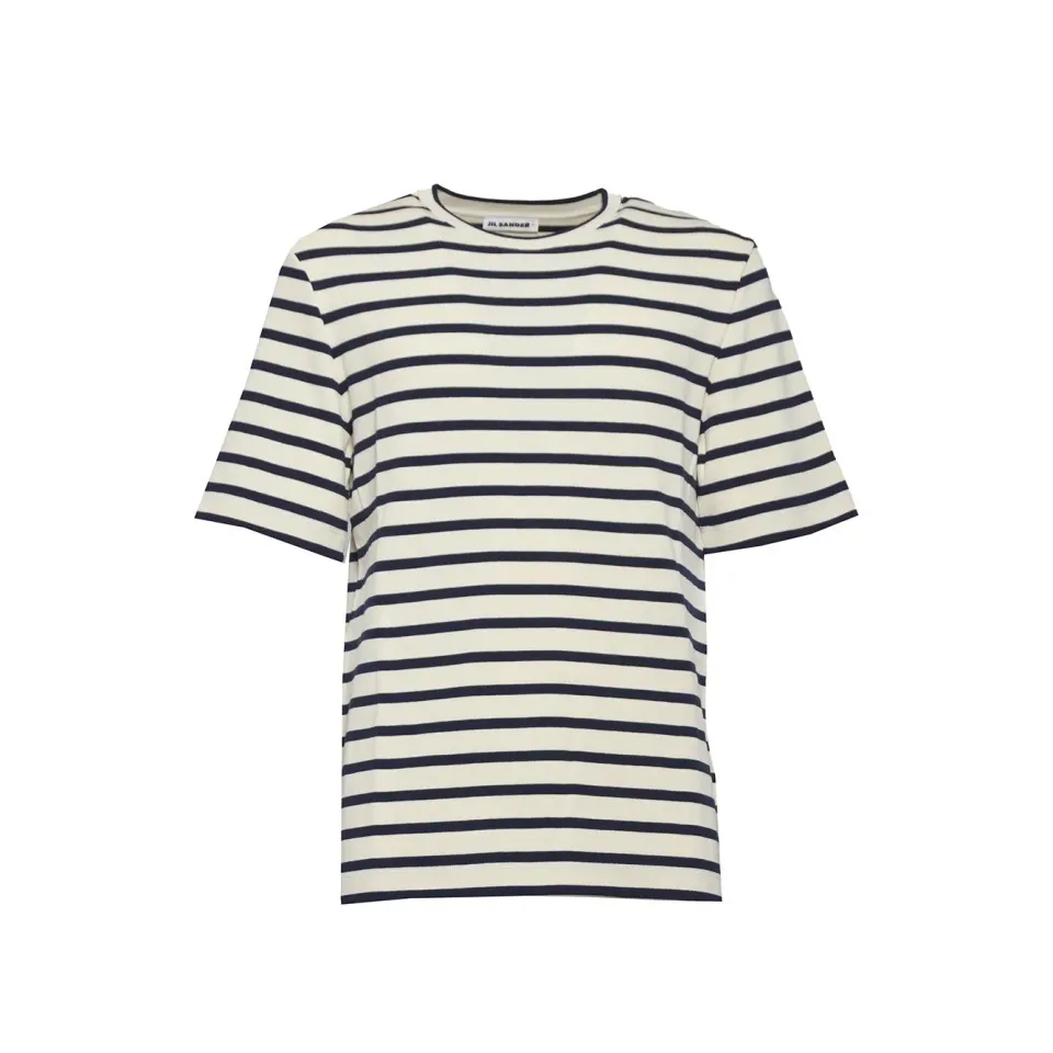 Jil Sander J47GC0109J46497 t-shirt righe bianco blu cotone