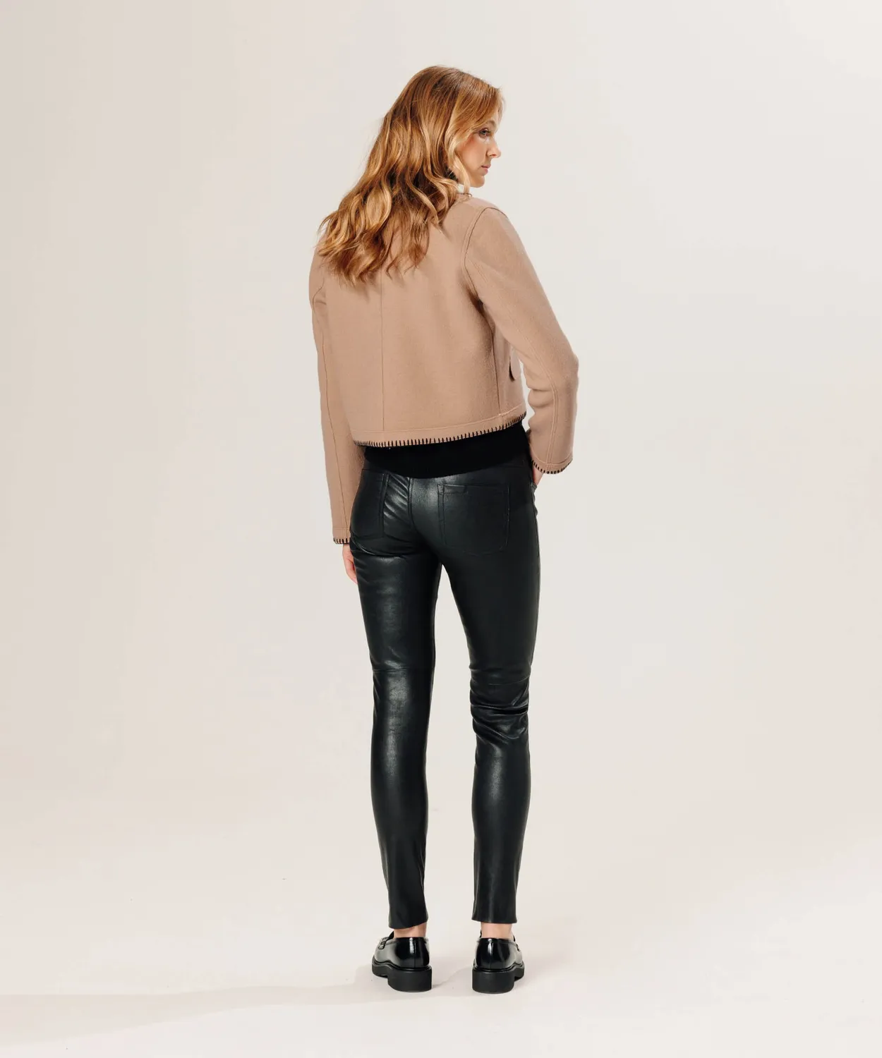 Rodier Pantaloni pelle elasticizzata slim nero