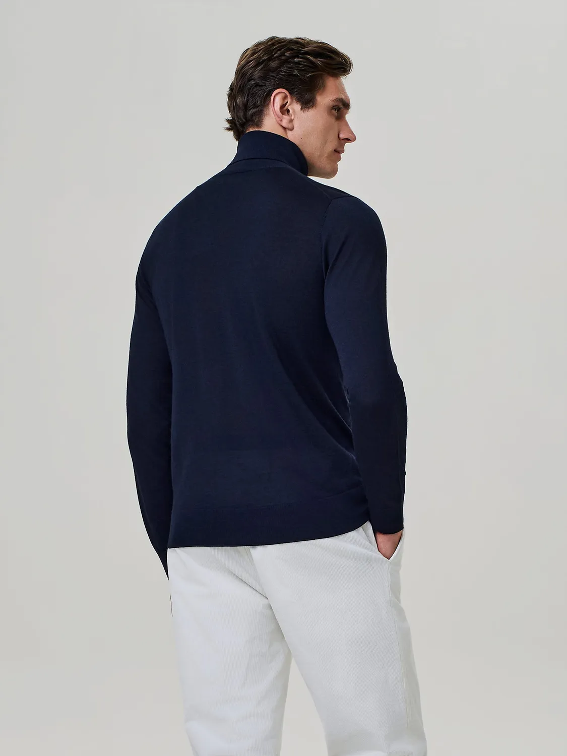 Paul Taylor Dolcevita Maglia Blu Ultralight Seta Cashmere