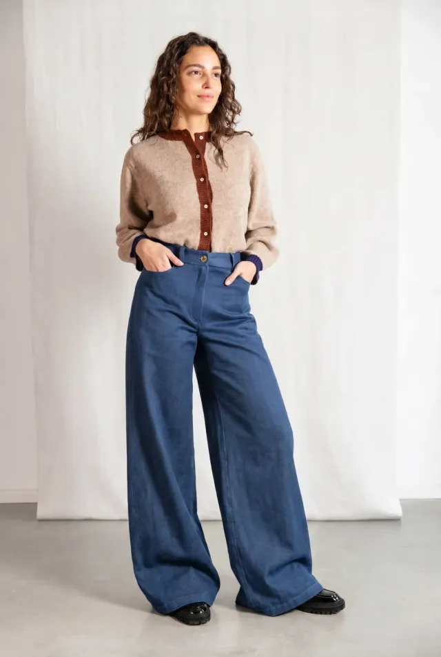 Jyoti Tarani jeans denim cotone vita alta larghi