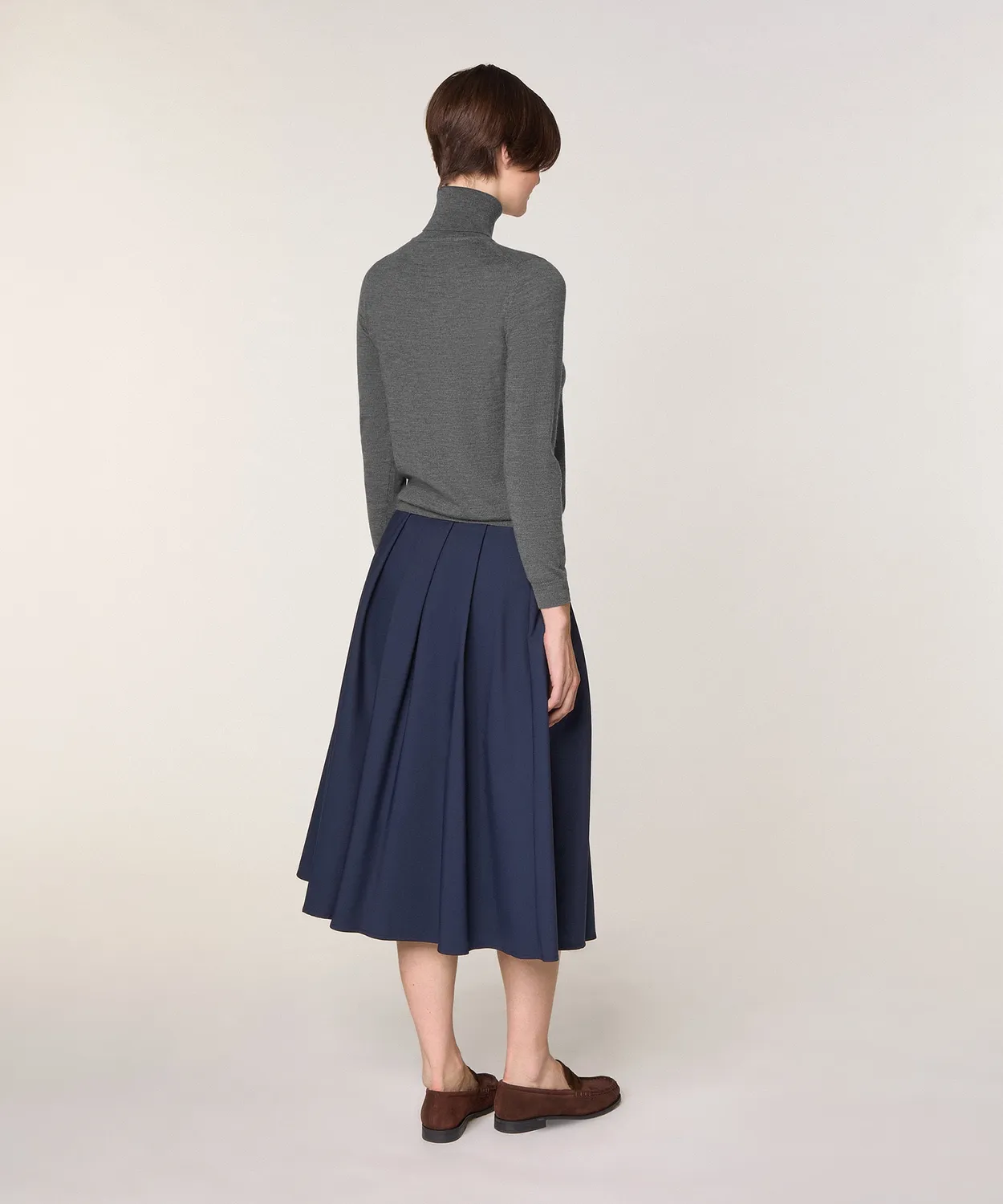 Rodier Maglione Dolcevita Lana Merino Grigio Scuro
