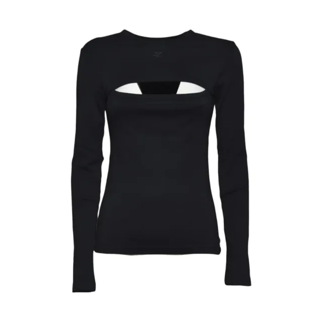 Courrèges 326JTS273JS0203 t-shirt manica lunga nera