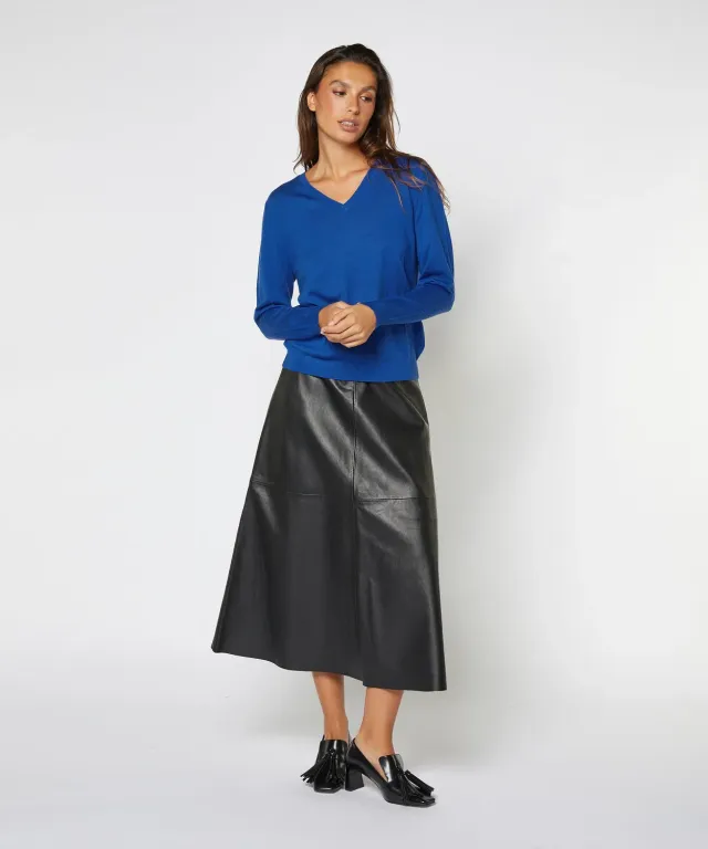 Rodier Maglione scollo V lana merino Blu Azzurro