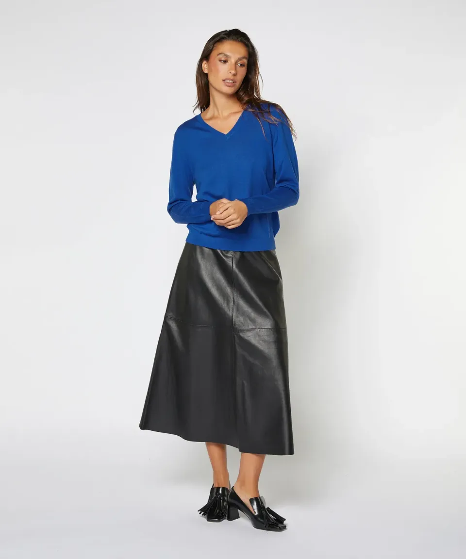 Rodier Maglione scollo V lana merino Blu Azzurro