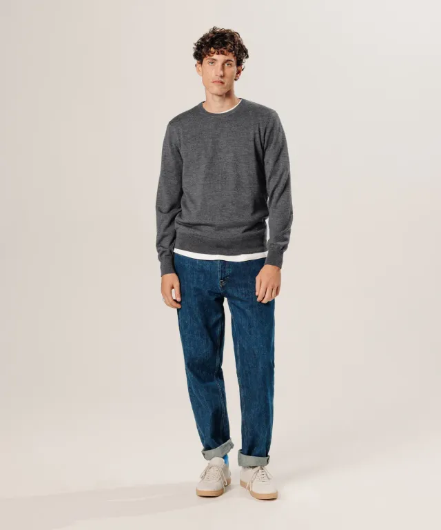 Rodier Maglione Girocollo Uomo Lana Merino Grigio Scuro