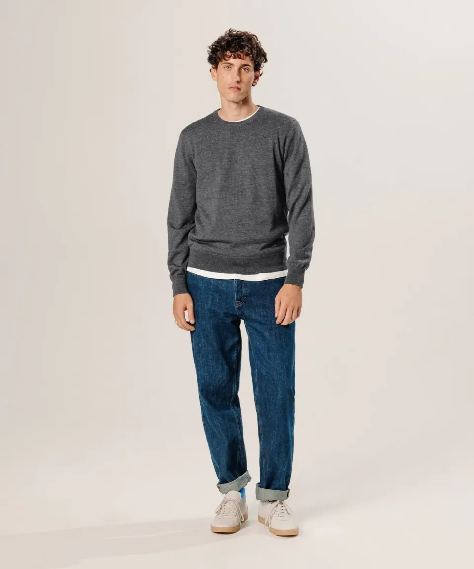 Rodier Maglione Girocollo Uomo Lana Merino Grigio Scuro
