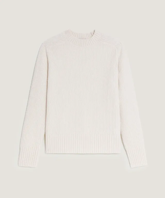 Rodier Maglia girocollo cashmere maglione bianco S