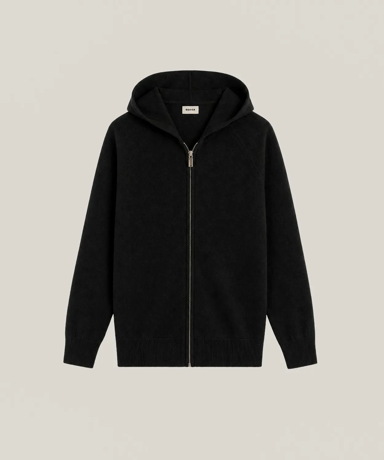 Rodier Giacca in Cashmere con Cappuccio Nera 100% Cashmere