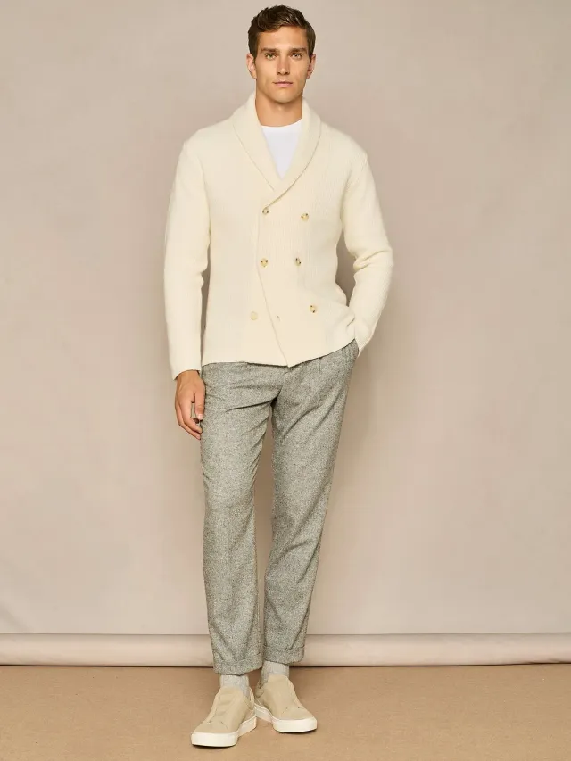 Paul Taylor pantalone wide fit coulisse lana grigio