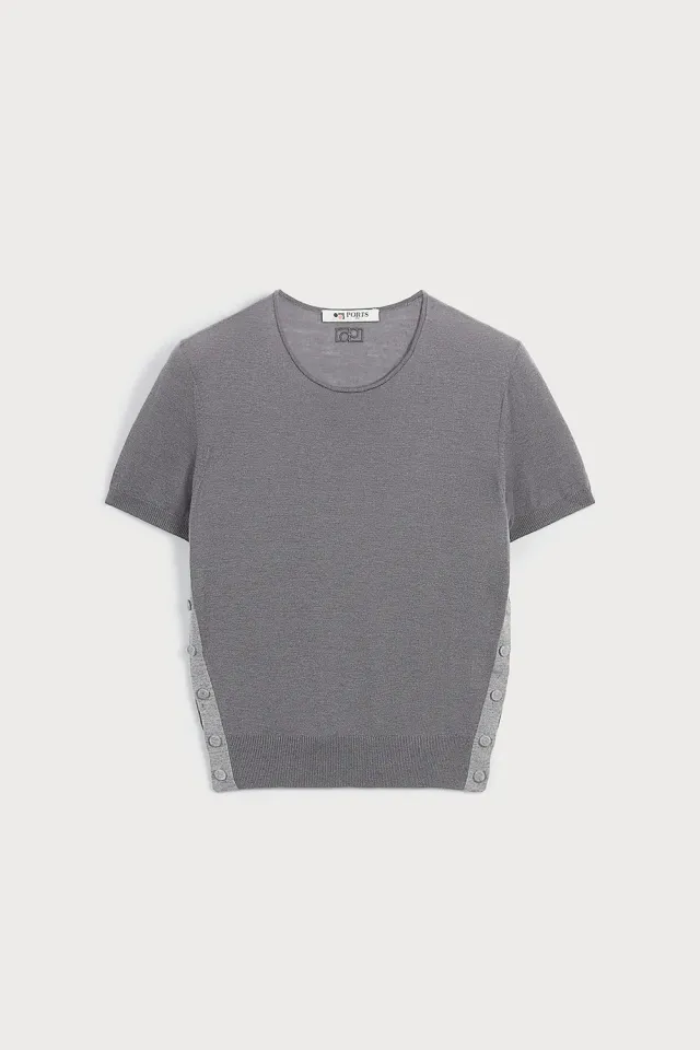 PORTS 1961 PW325KFC06 maglia cashmere seta grigio smog