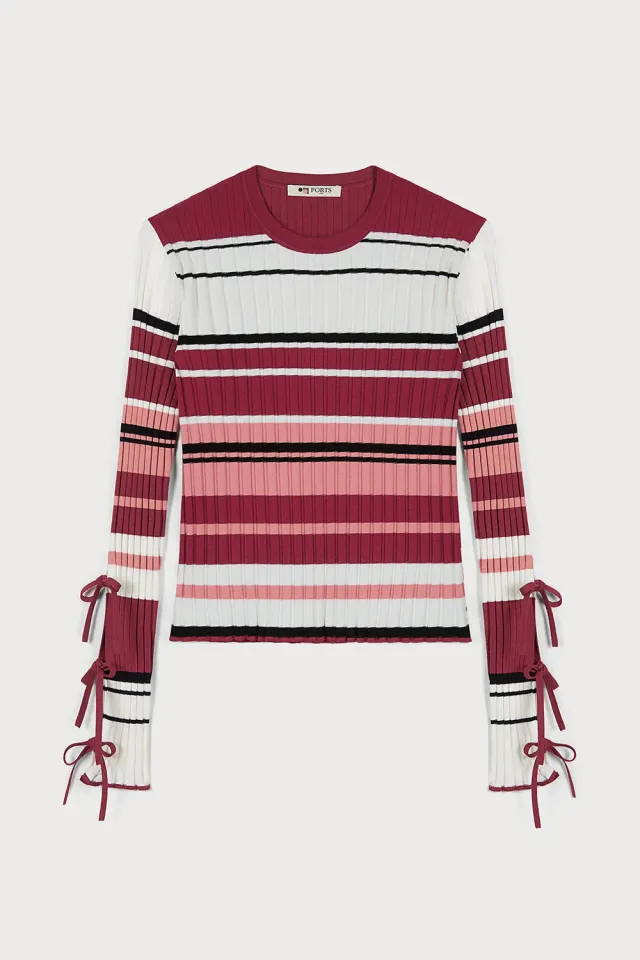PORTS 1961 Amalfi Coast maglia bordeaux righe fiocco