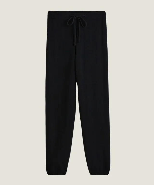 Rodier pantaloni dritti cashmere nero coulisse