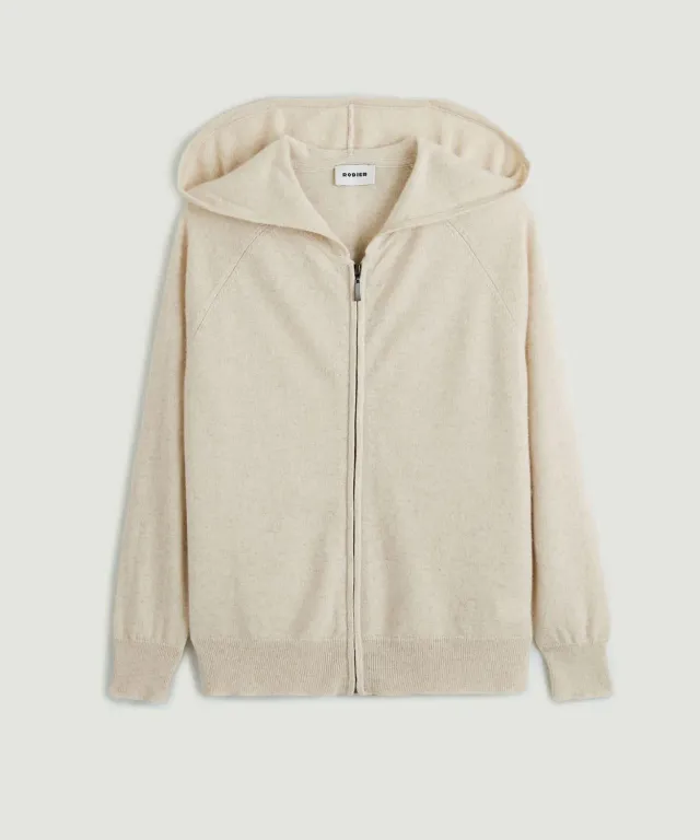 Rodier giacca cappuccio cashmere donna bianco crema