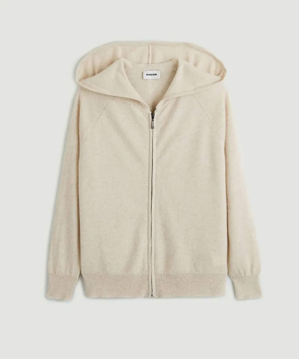 Rodier giacca cappuccio cashmere donna bianco crema