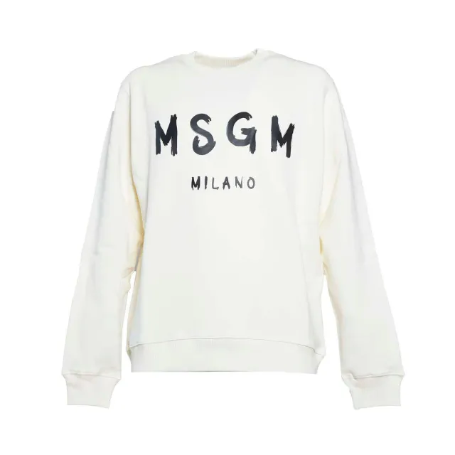MSGM 2000MM513200001 felpa girocollo panna logo nero XL