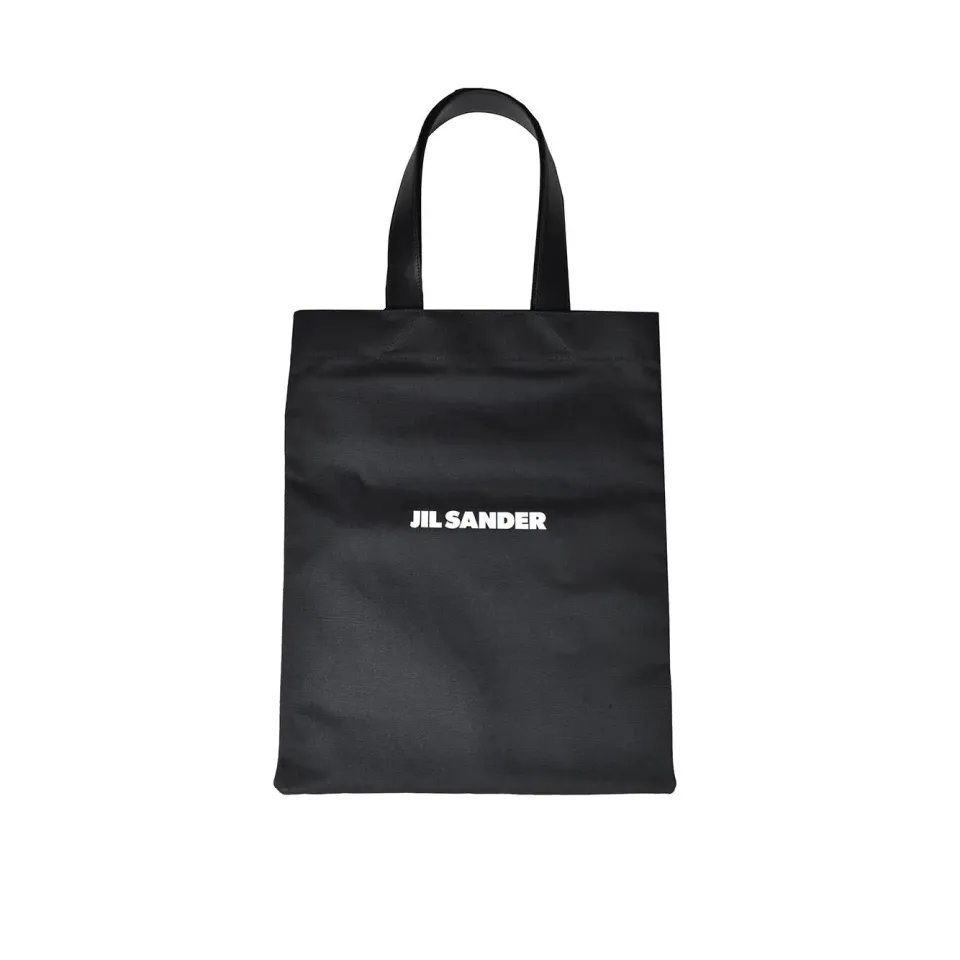 Jil Sander J07WC0023P4863 shopping bag nero cotone lino