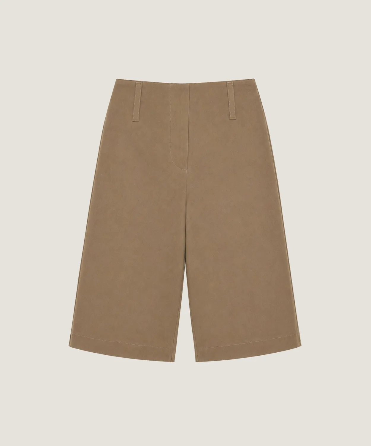 Rodier Bermuda in cotone shorts beige scuro vita alta
