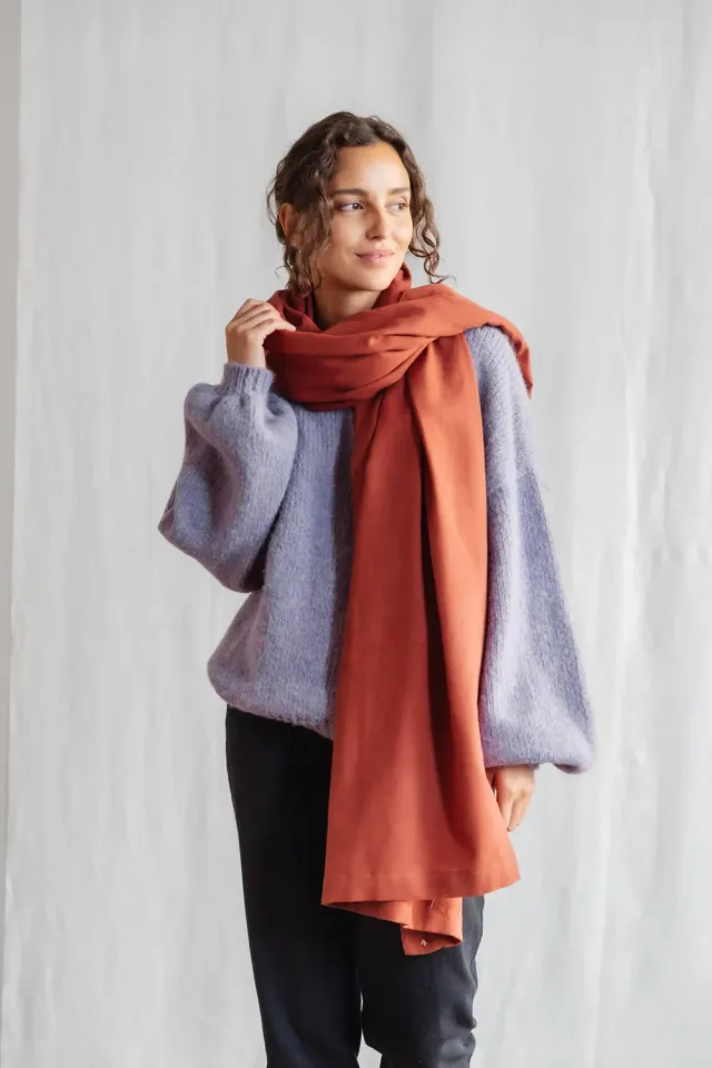 Jyoti Sanavi sciarpa cotone color mogano