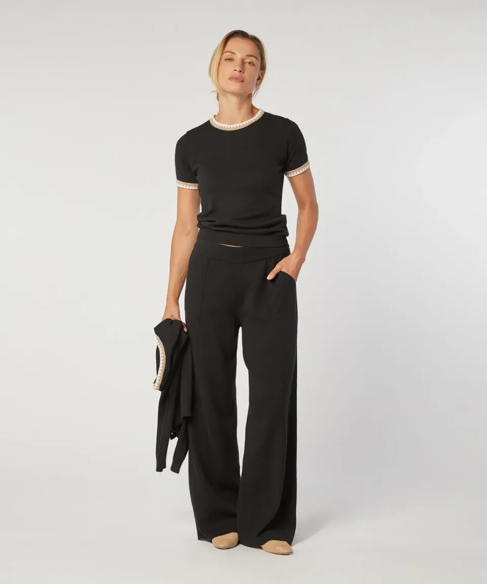 Rodier Pantaloni Larghi in Maglia Neri