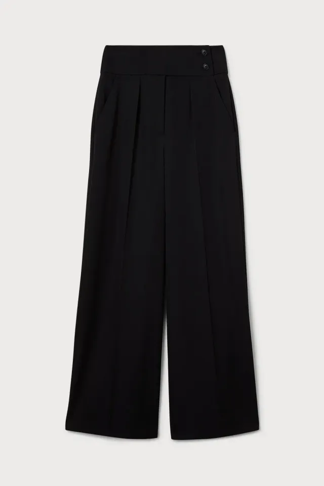 PORTS PW426TWL08-QWW049 pantaloni palazzo lana nera