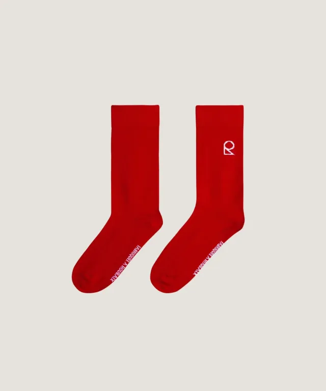 Rodier calzini unisex cotone rossi monogramma 1 paio